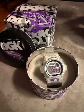 G-Shock DGK Transparent White and Purple Accent Digital Watch